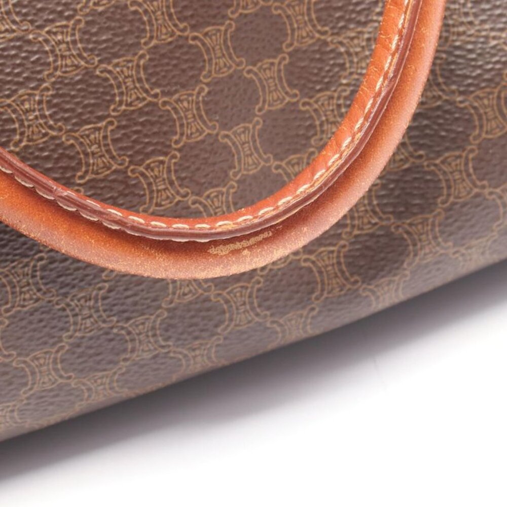 Celine Tote Macadam Dark Brown Canvas Leather Handbag - Picture 8 of 9